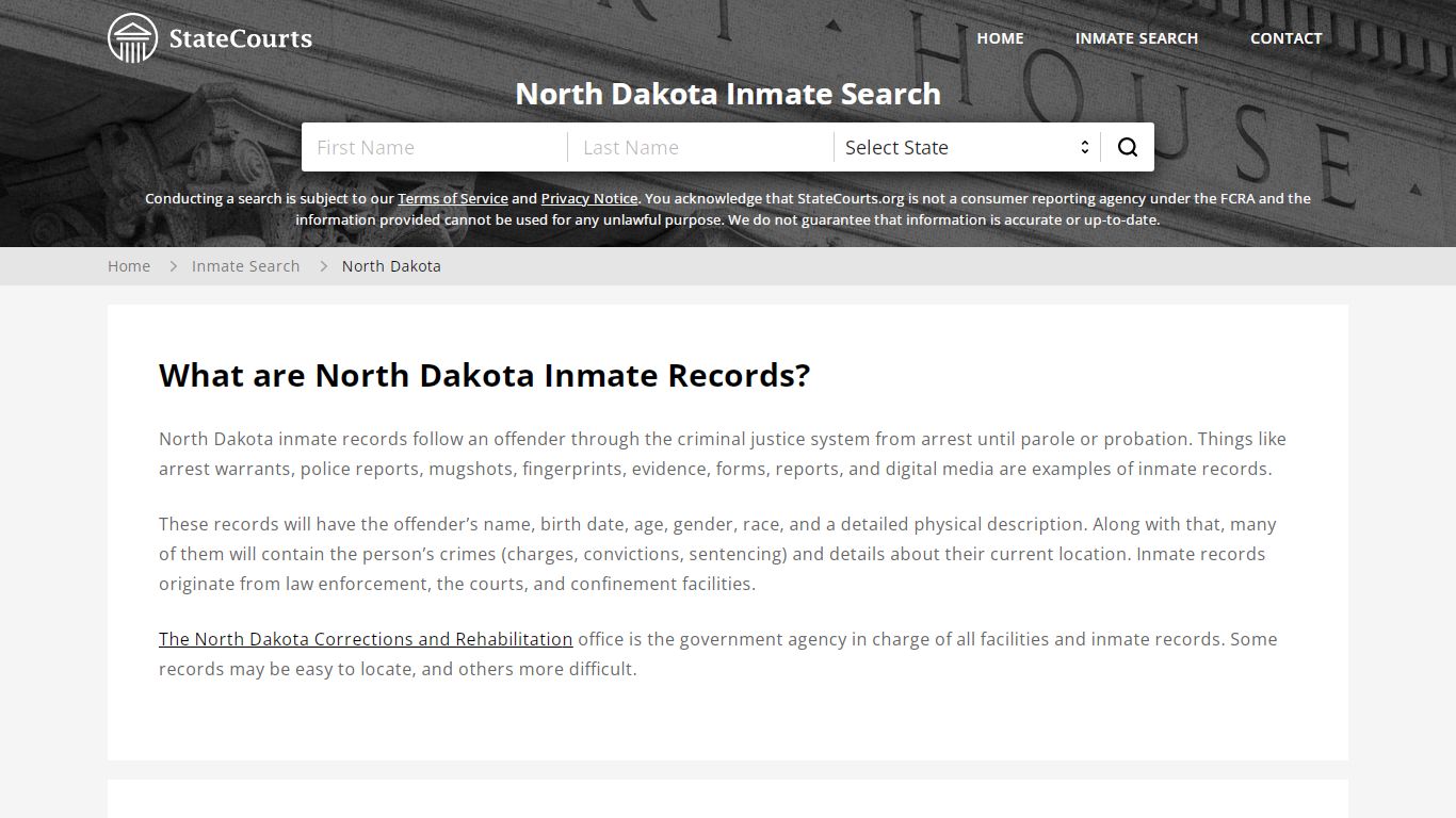 North Dakota Inmate Search, Prison and Jail Information ...